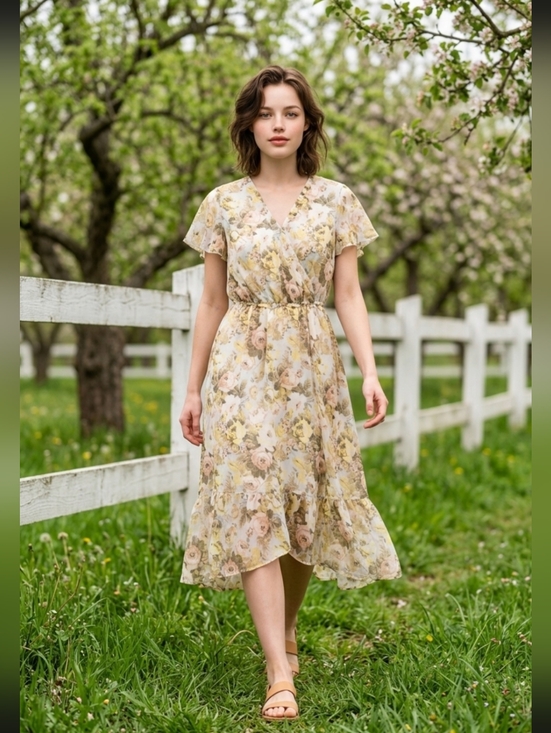 LC Lauren Conrad Dresses & Skirts - LC Lauren Conrad Yellow and Pink Floral Dress